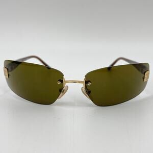 CHANEL | Vintage Y2K Sunglasses Brown/Gold CC Rectangle Rimless Lenses